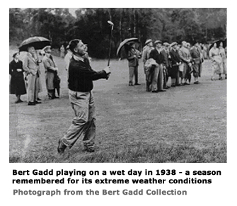 Bert Gadd playing on a wet day in 1938