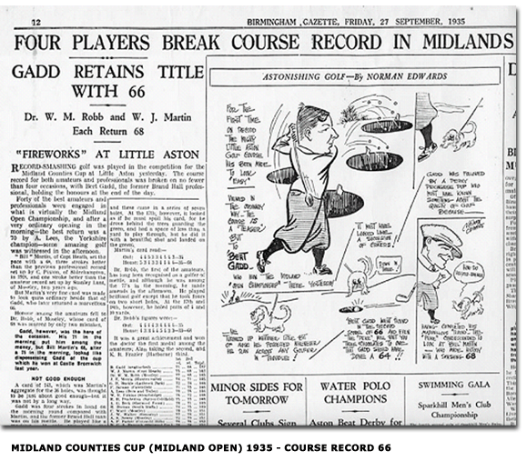 Gadd Retains Title with 66 Midlands Counties Cup 1935