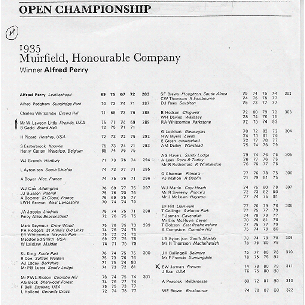 Open Championship, Muirsfield 1935