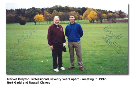 Market Drayton Professionals seventy years apart - meeting in 1997, Russell Clewes and Bert Gadd