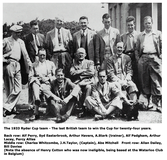 The 1933 British Ryder Cup Team